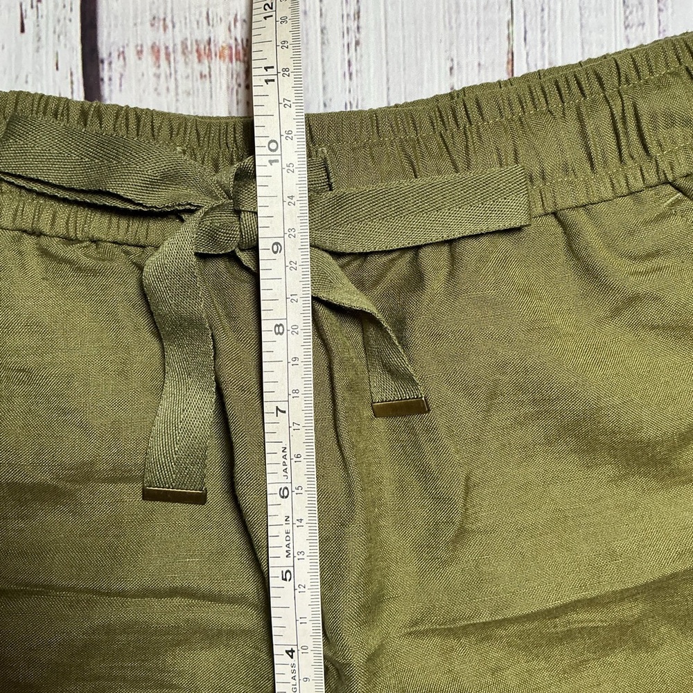 NWOT LOFT Linen blend Army Green drawstring shorts. Size XS. - Picture 8 of 9